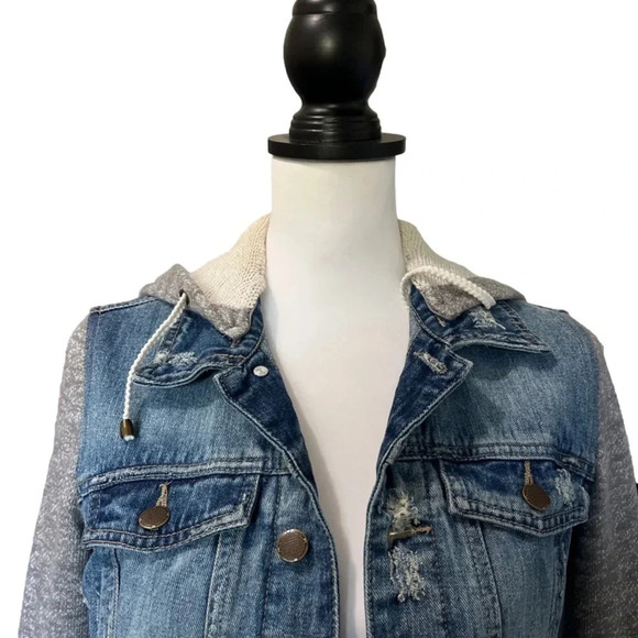 Black Rivet Denim Hooded Jacket. XS - Picture 3 of 4